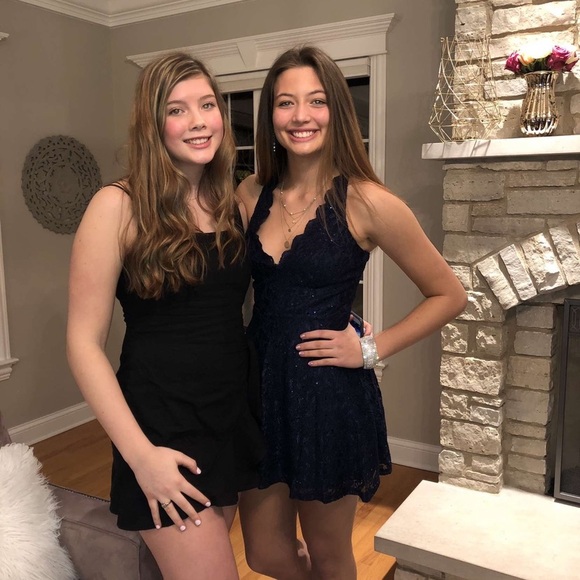 Navy blue homecoming/formal dance dress w glitter - Picture 6 of 6